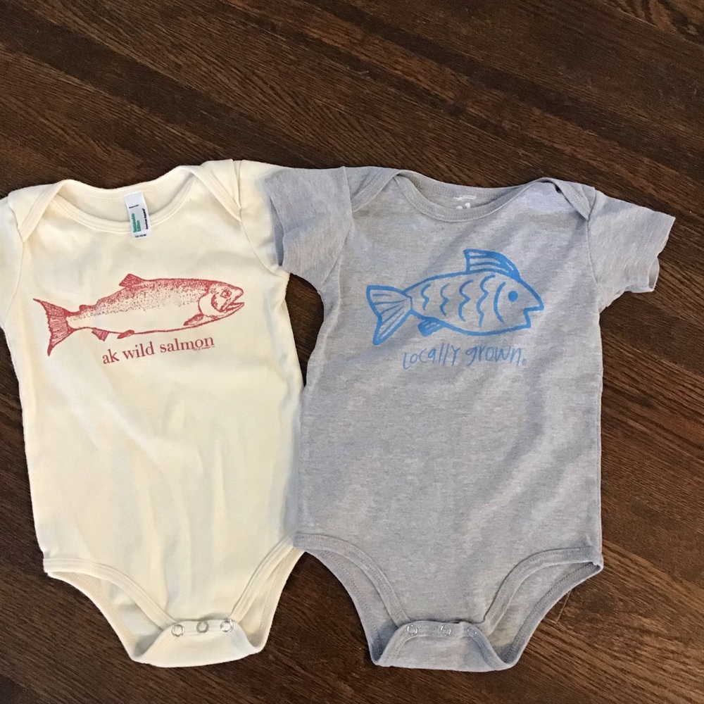 American Apparel salmon fish onesie bodysuit 12-18